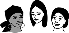Faces of three women