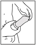 Step 3, unroll the condom all the way to base of penis