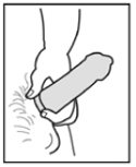 Step 4, afer ejaculation, hold rim of condom in place, and withdraw penis while it is still erect